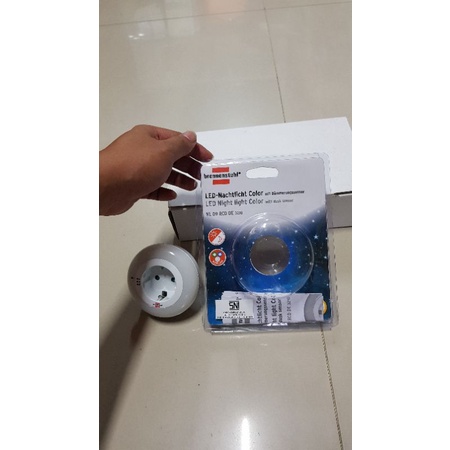 Lampu Tidur Led 0,5W 3Warna + Stop Kontak 16A + Sensor