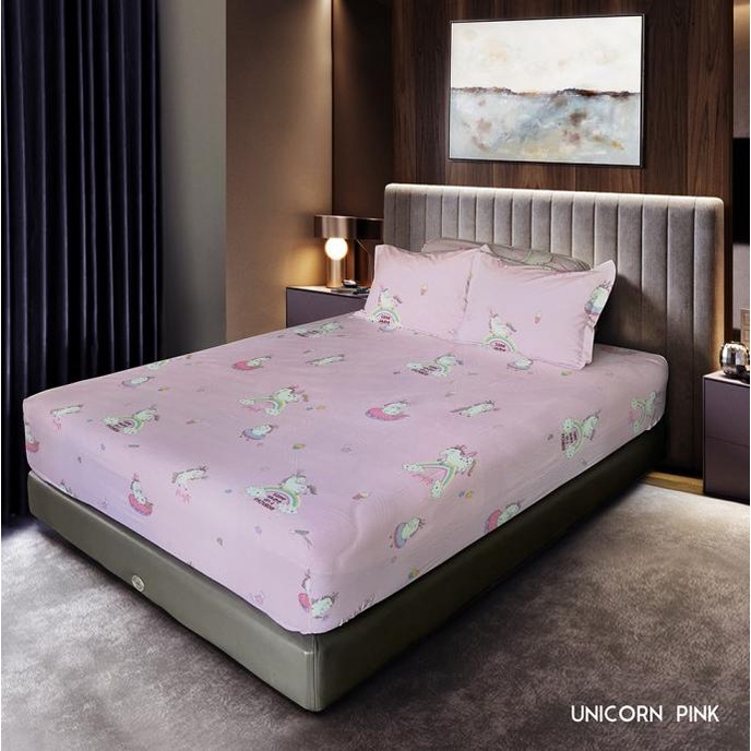 Celina by King Rabbit 100% Cotton Silk Sprei 100x200 cm Unicorn Pink -