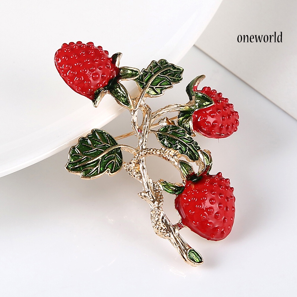 OW@ Women Fashion Strawberry Shape Brooch Pin Party Dress Collar Scarf Badge Gift