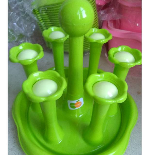 Tempat gelas / stand gelas / holder  ungu dan hijau    isi 6  golden Sunkist