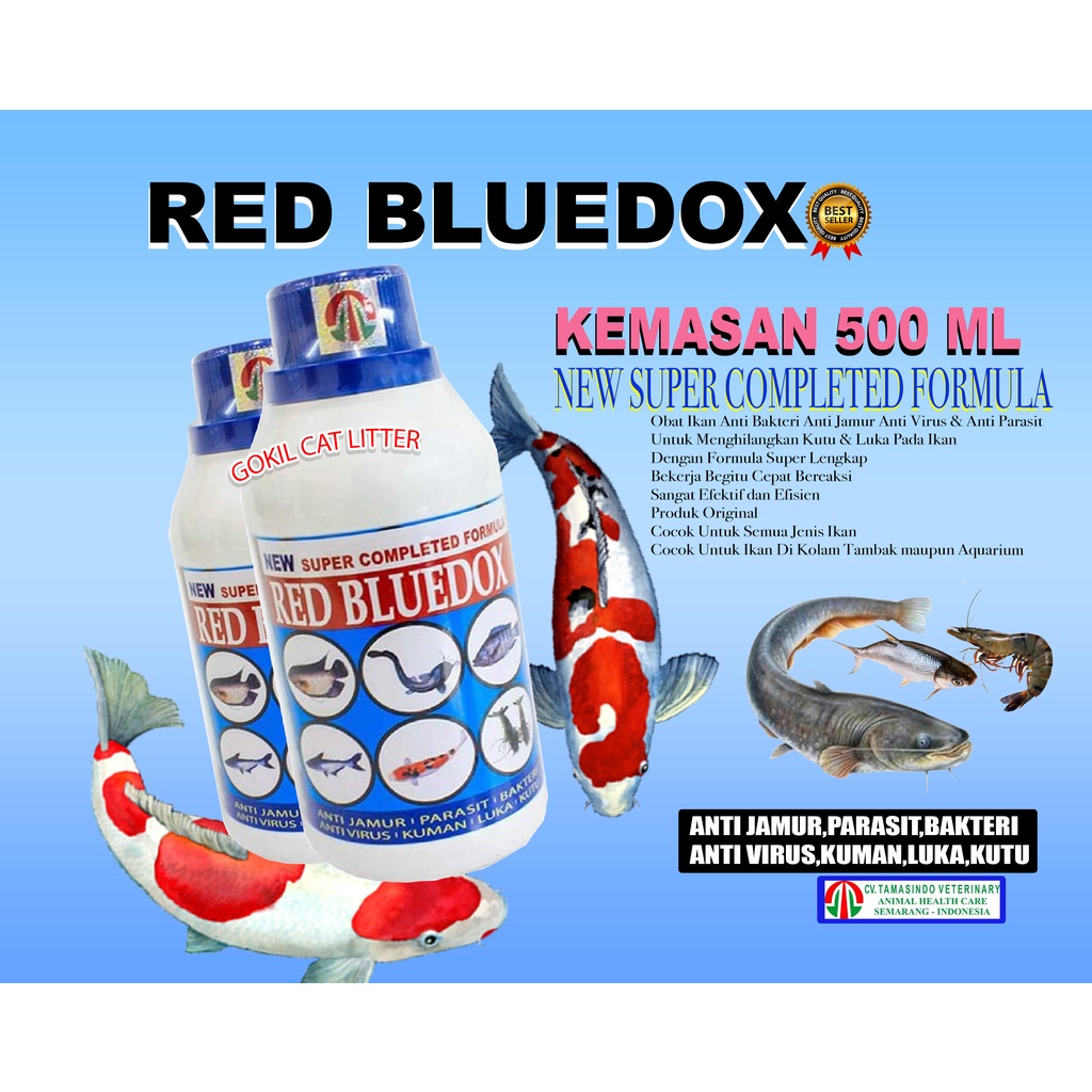 RED BLUEDOX 500 ML-OBAT IKAN ANTI JAMUR PARASIT-BAKTERI KUMAN DAN LUKA