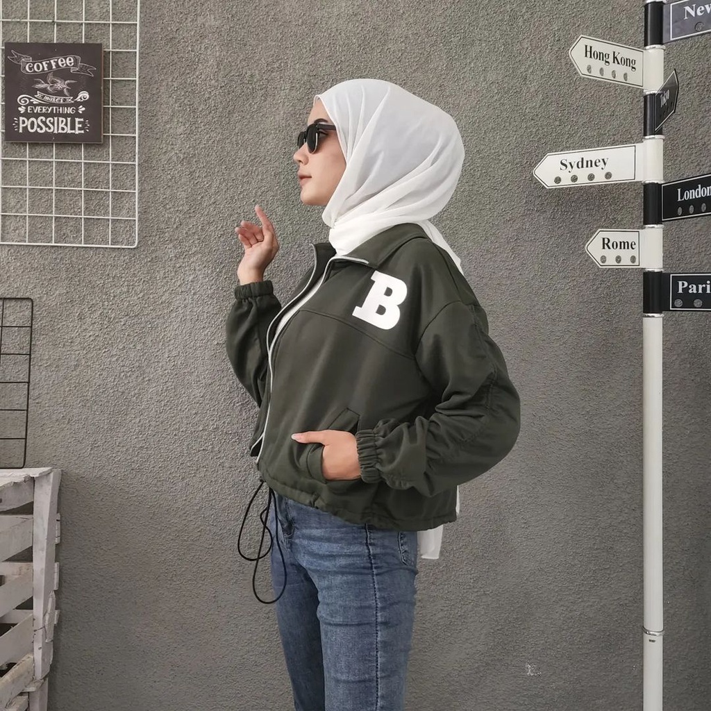 B CROOPE SERUT Sweater Jacket Wanita Ala Korean Stylish Casual OOTD Terkini Bahan FLEECE