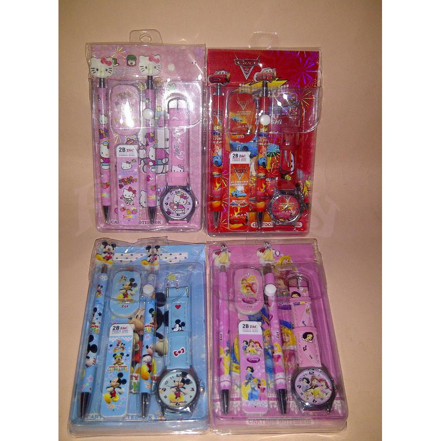 

New Stationery Study ATK Set Jam Tangan Cars Hello Kitty Mickey Princess