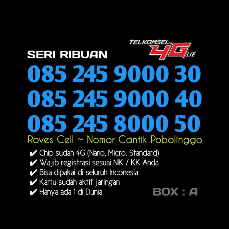 NOMOR CANTIK TELKOMSEL 4G LTE SERI RAPI TRIPLE 000 RIBUAN PULUHAN 8000 9000 HOKI PULUHAN