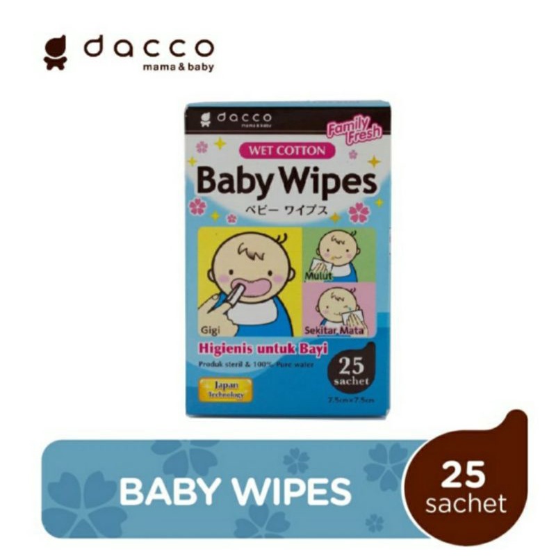 Eceran Dacco Baby Wipes / Tisu basah Steril foodgrade membersihkan gigi gusi bayi