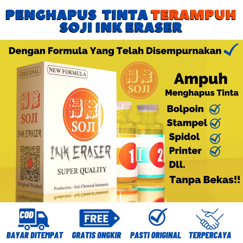 

SOJI INK ERASER penghapus tinta bolpen, spidol dan stempel. GRATIS ONGKIR & FREE BUBBLE WRAP TEBAL!!