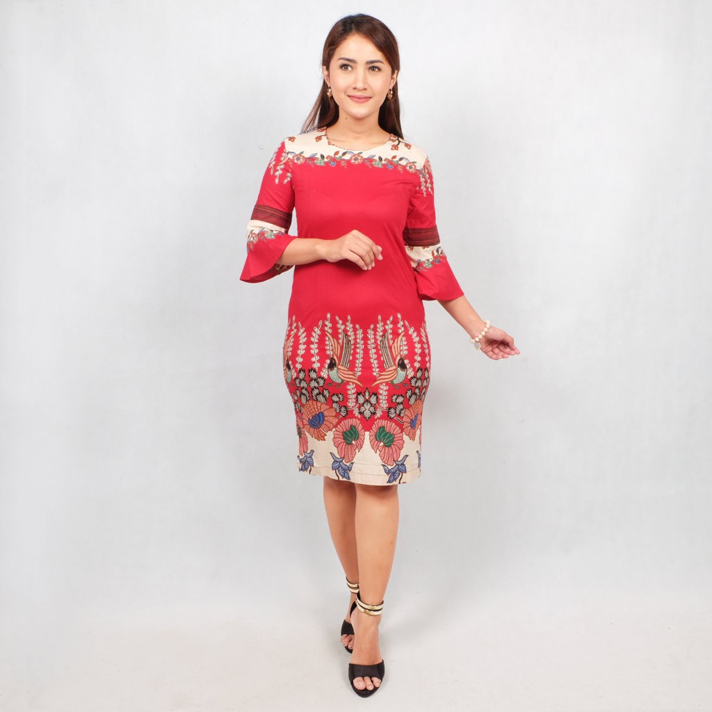 BK DRESS MODERN JUMBO MERAH/ GAUN PESTA / DRESS PESTA / ARUNA DRESS BATIK