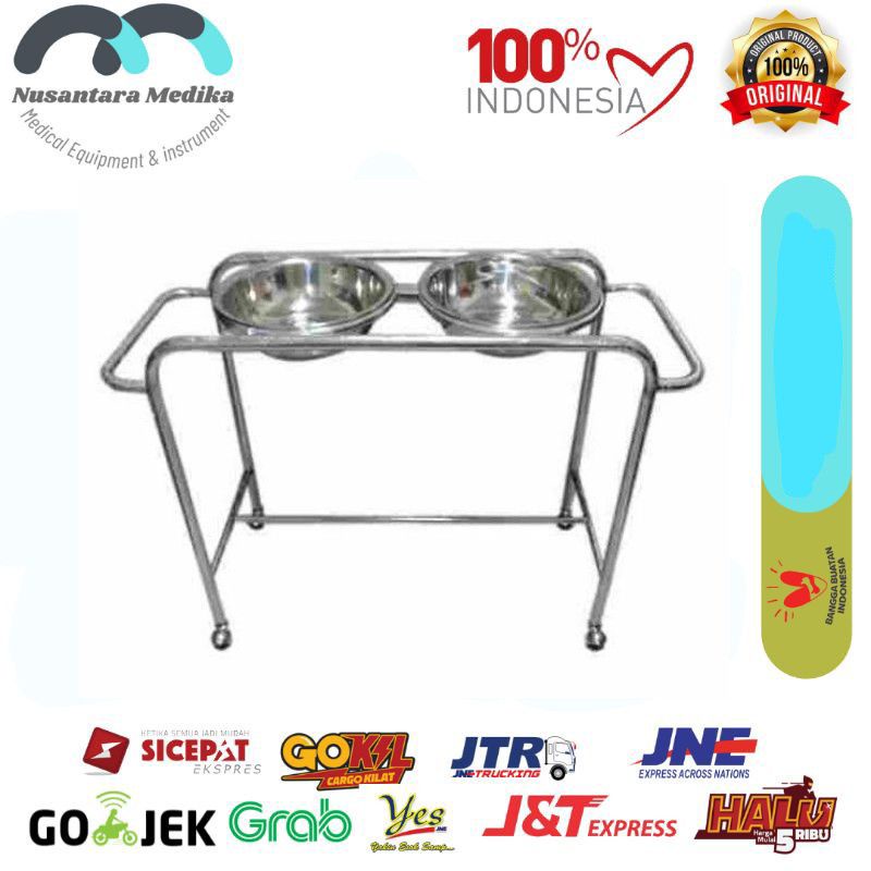 Troli Double Waskom Bahan Stainles Steel Tiang 4