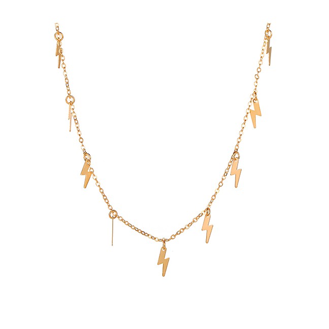 LRC Kalung Fashion Golden Lightning Diamond Tassel Alloy Necklace K70586