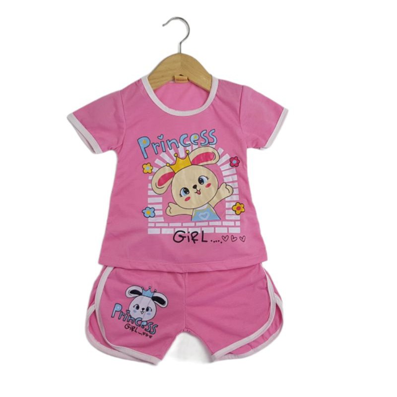 SETELAN SIJAMBUL PAKAIAN BAJU ANAK PEREMPUAN 2-7 TAHUN MOTIF PRINCESS RABBIT