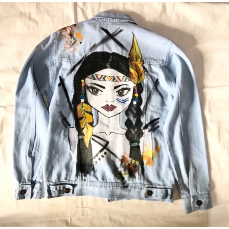 Jaket Denim Lukis Indian Women