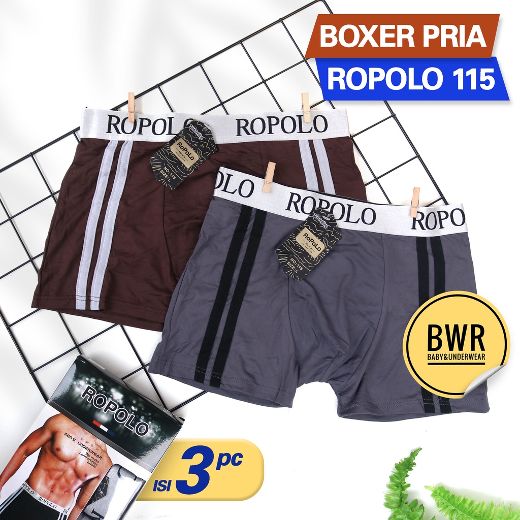 [ 3pc ] Boxer ROPO LO 115 List | Celana Dalam Boxer Pria Underwear Sempak Pria Katun Lembut || Bwr