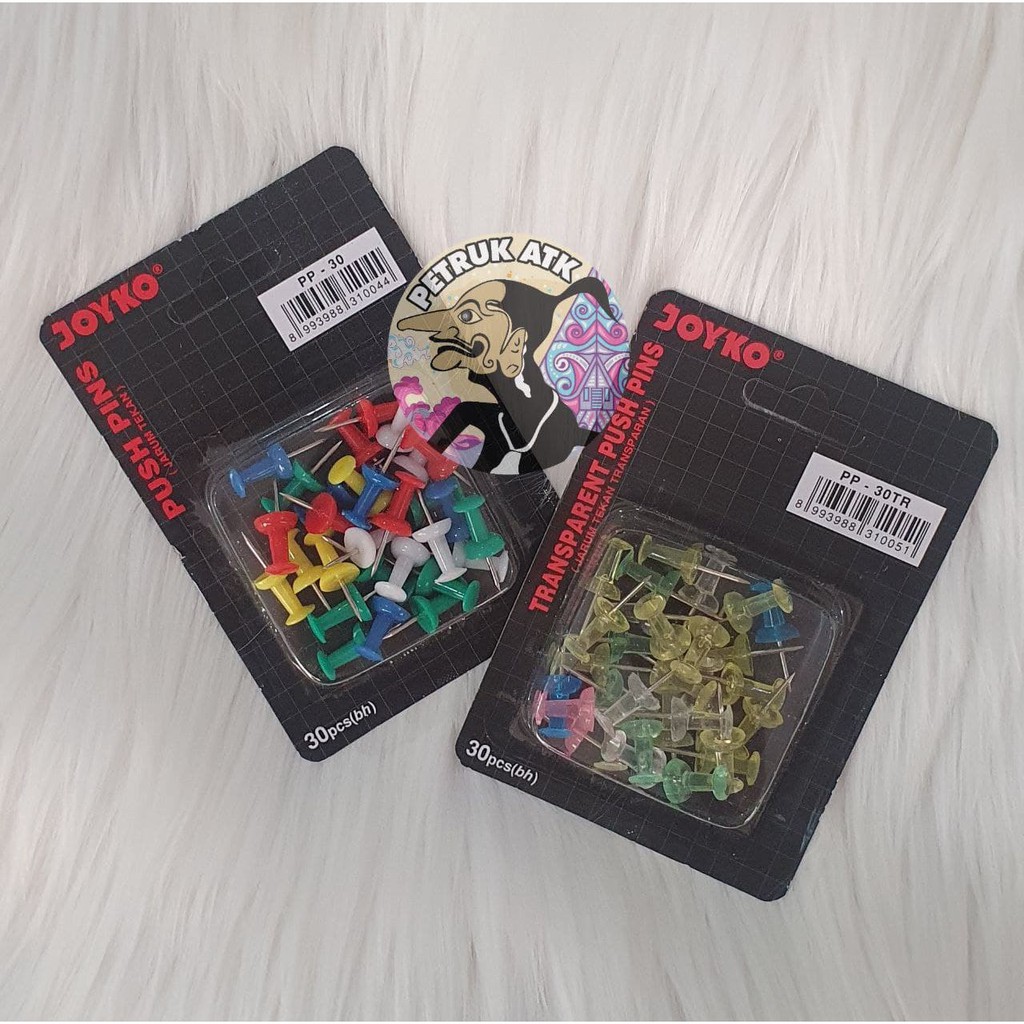 

[SET] PUSH PIN JOYKO PP-30 COLOR / PP-30TR TRANSPARAN JARUM TEKAN / PAKU PIN*