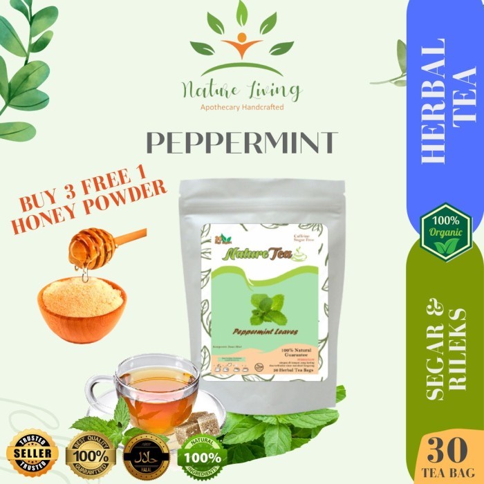 

Premium Teh Celup Peppermint (PeppermintTea Herbal) isi 30 tea bag (kantong teh) - Teh peningkat suasana hati, pereda sakit kepala / migrain, penyegar nafas - Nature Tea by Nature Living