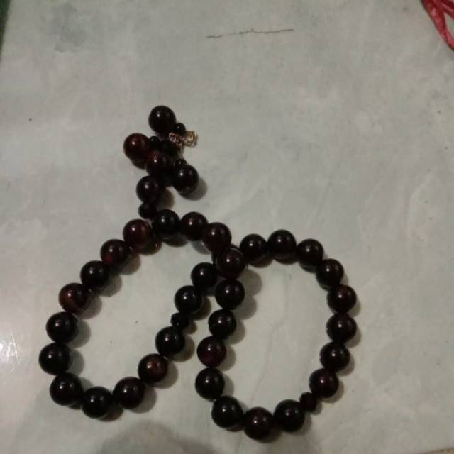Tasbeh Asli Batu Akik Yaman warna Hitam kecoklatan