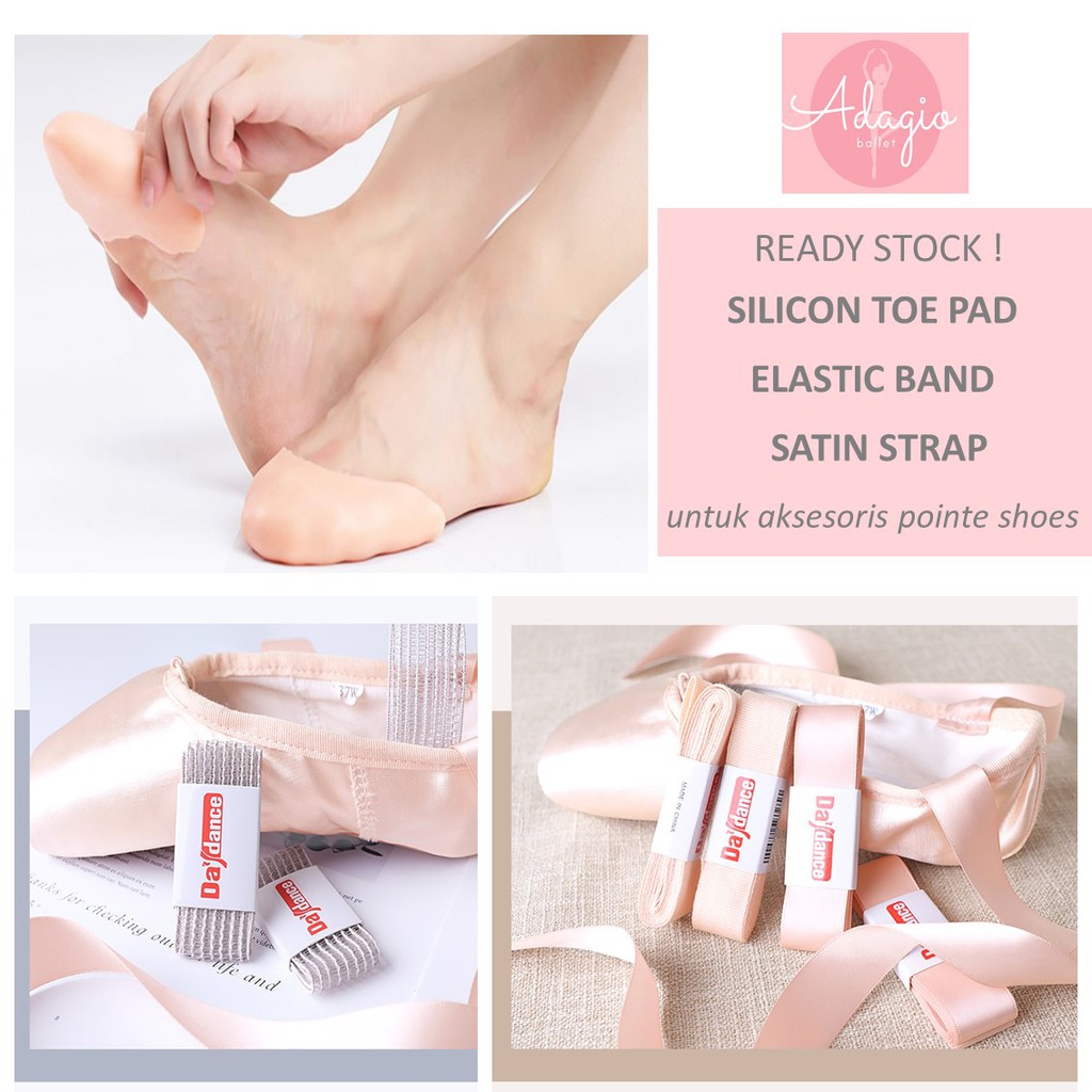 SILICON GEL TOE PAD JELLY GELLY PAD SATIN STRAP ELASTIC BAND PELINDUNG JARI KAKI RUBBER POINT SHOES SEPATU BALLET KARET