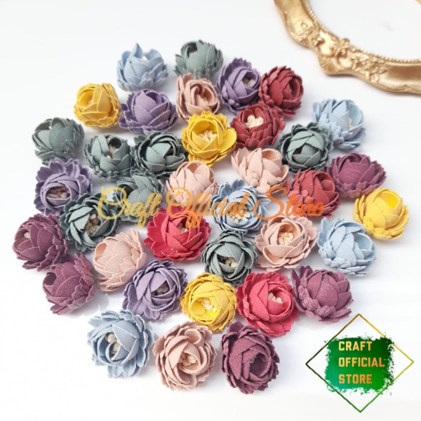 Aplikasi Bunga Suede Import Bahan Kerajinan DIY