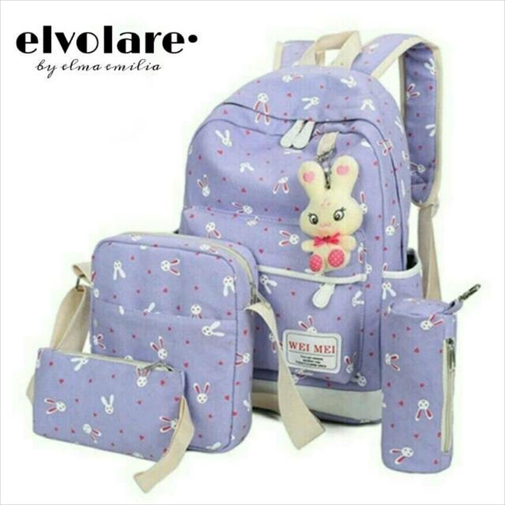 YA 318 - tas ransel backpack set 4 in 1 kelinci / ransel anak