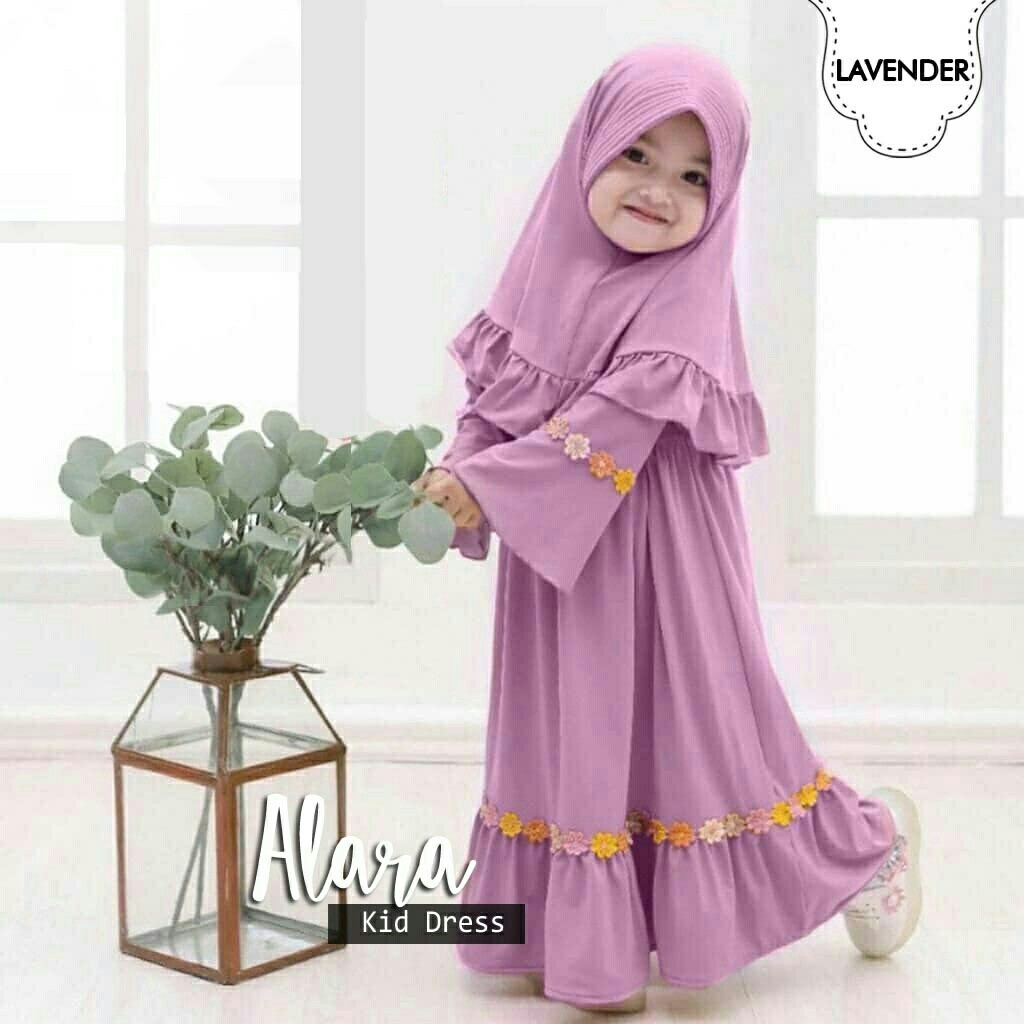 Dress Alaor + Bergo - Gamis Anak Perempuan - Baju Muslim Anak Perempuan Terbaru