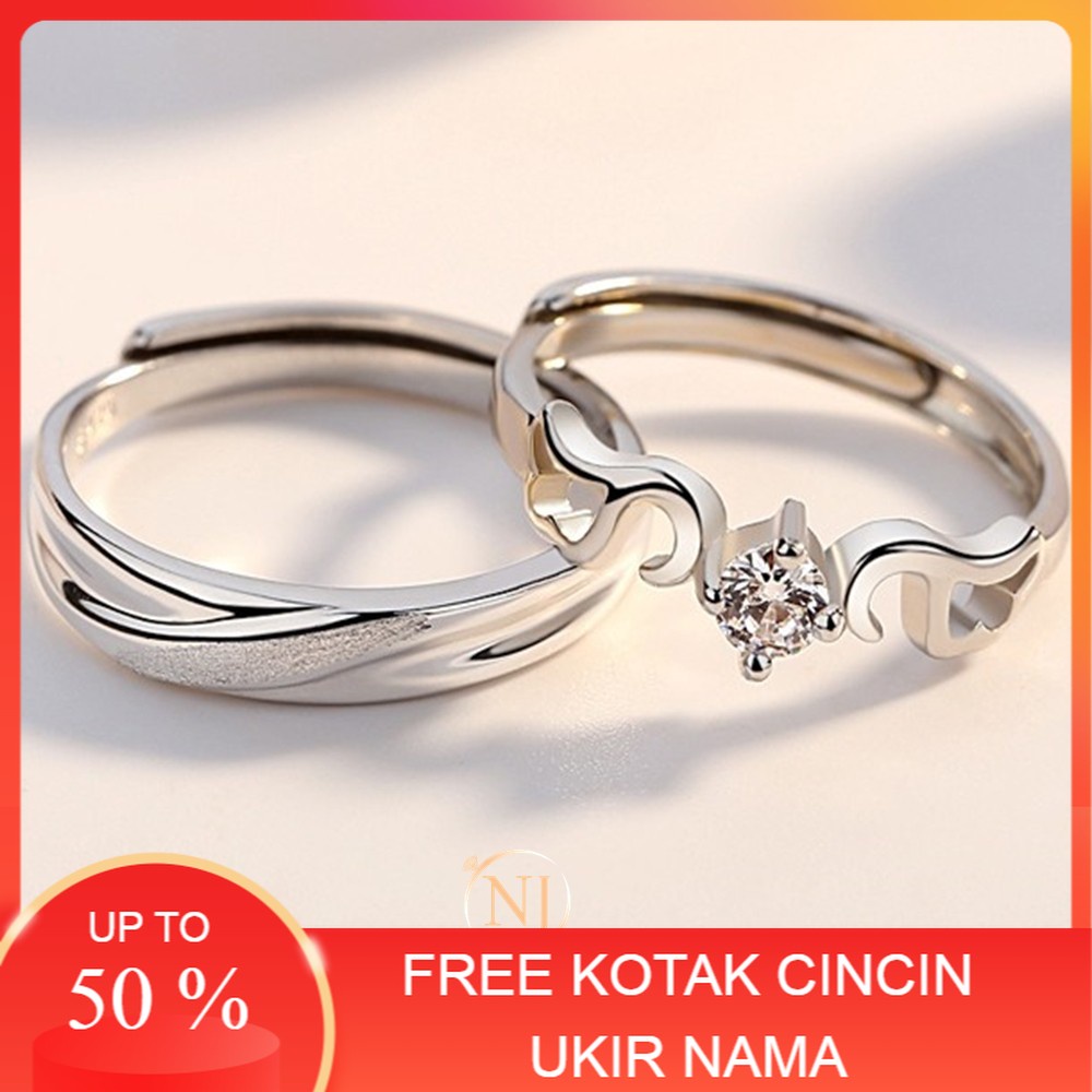 Perak Jewelry - Cincin Couple Perak Tunangan Murni