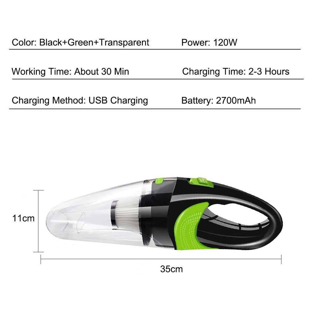 Vacuum Cleaner Penyedot Debu Mobil L 12V 120W 6500Pa Vakuum Penghisap Debu Wireless 120W 2500mAh 6500Pa