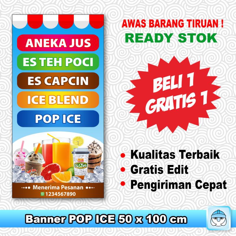 Jual BANNER JUALAN MINUMAN ES JUS BUAH TEH POCI POP ICE ICE BLEND Indonesia Shopee Indonesia