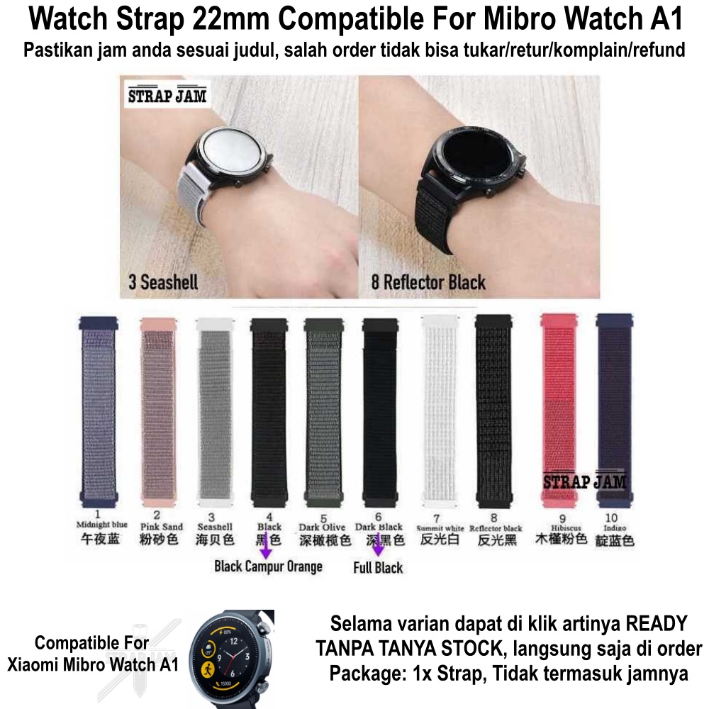 SPORT LOOP Strap Mibro Watch A1 - Tali Jam Tangan 22mm Nylon Velcro Krekan