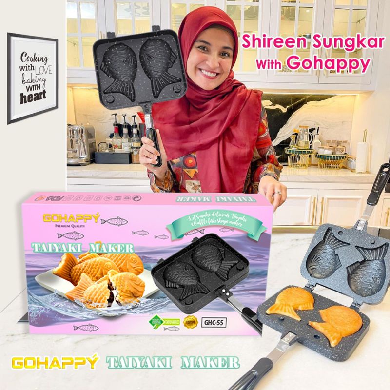 Taiyaki/Bungeoppang maker | Cetakan Taiyaki/Bungeoppang/Kue Berbentuk Ikan Anti Lengket Merk Gohappy