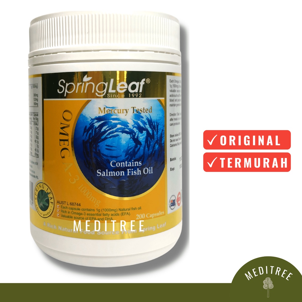OMEGA 3 SPRING LEAF (100 & 200 KAPSUL) MINYAK IKAN READY - EXPIRED 2024 MASIH LAMA - 1000mg RICH SAL