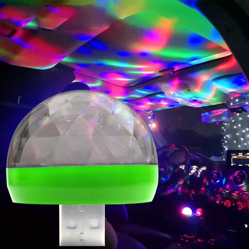 Grab Medan Lampu LED RGB USB Magic Ball Atmospere DJ Light Sound Control HS-WT-006  Green