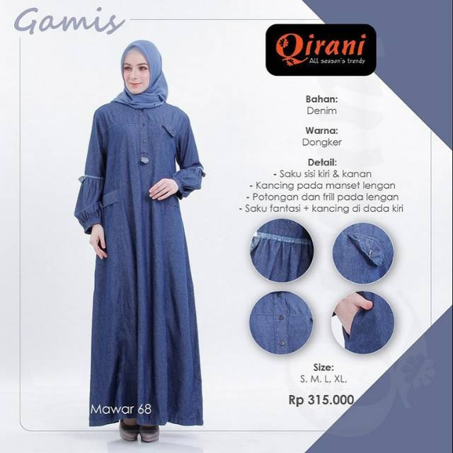 Gamis Denim - Dress Muslim Denim Jumbo - Gamis Busui Denim Original Qirani