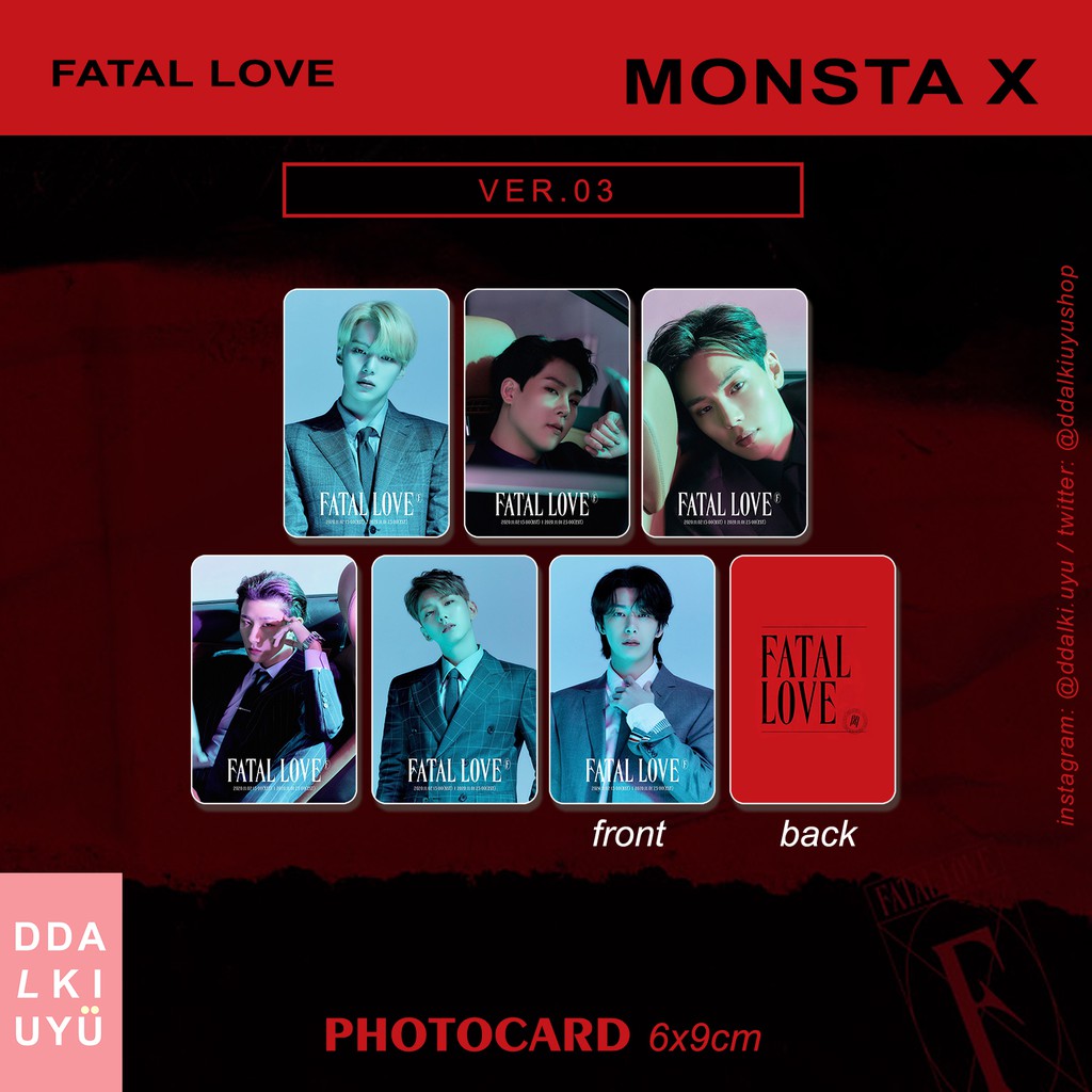 MONSTA X [FATAL LOVE] ver. 03 - pc kpop unoff photocard 2 sisi mx monsta x shownu minhyuk kihyun hyu