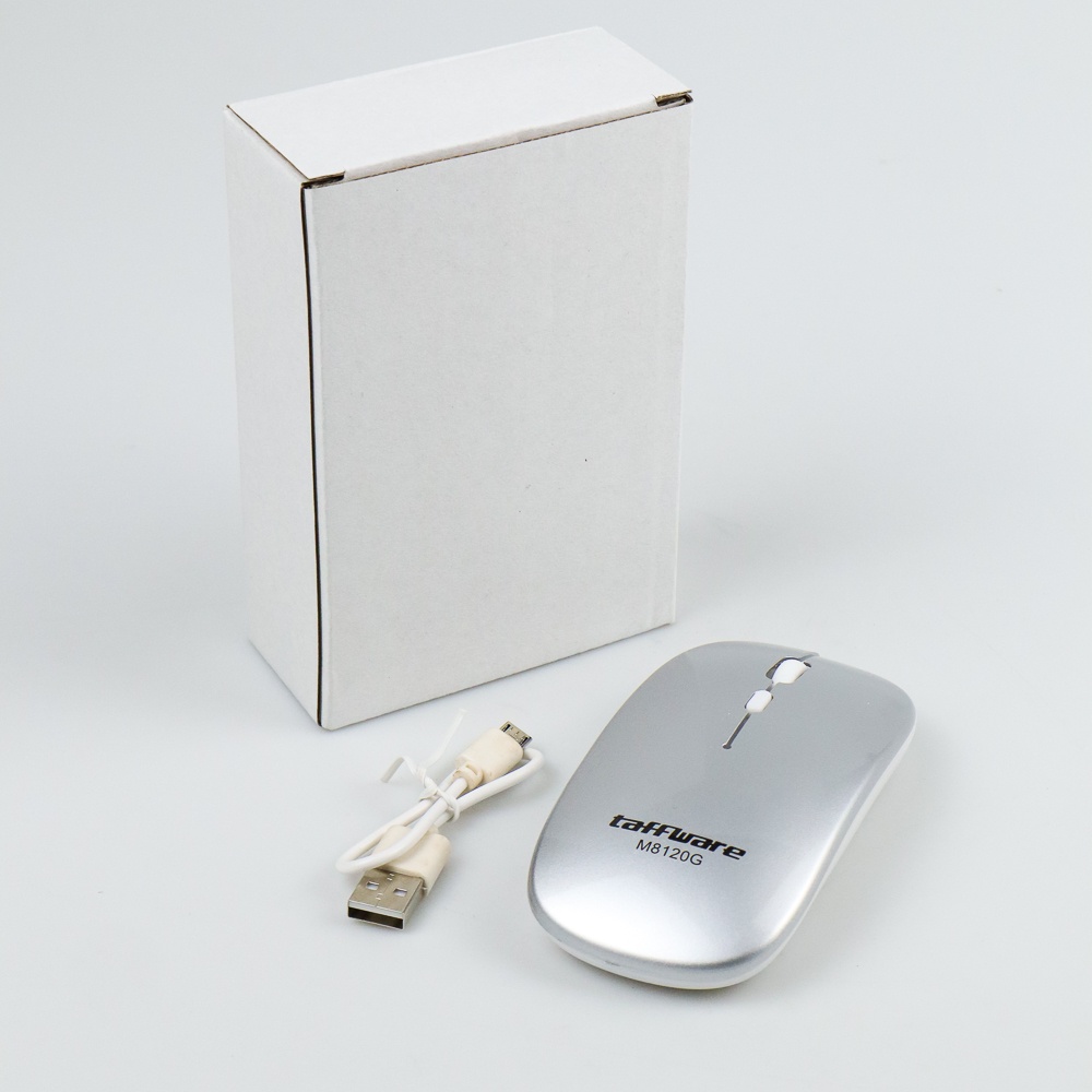 [TOSERBA_EMAK] - Taffware Mouse Bluetooth 5.2 Rechargeable - M8120G - Silver