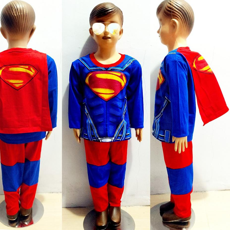 ♡ Baju Anak Laki Laki Setelan SAYAP PANJANG - Superman ⅍
