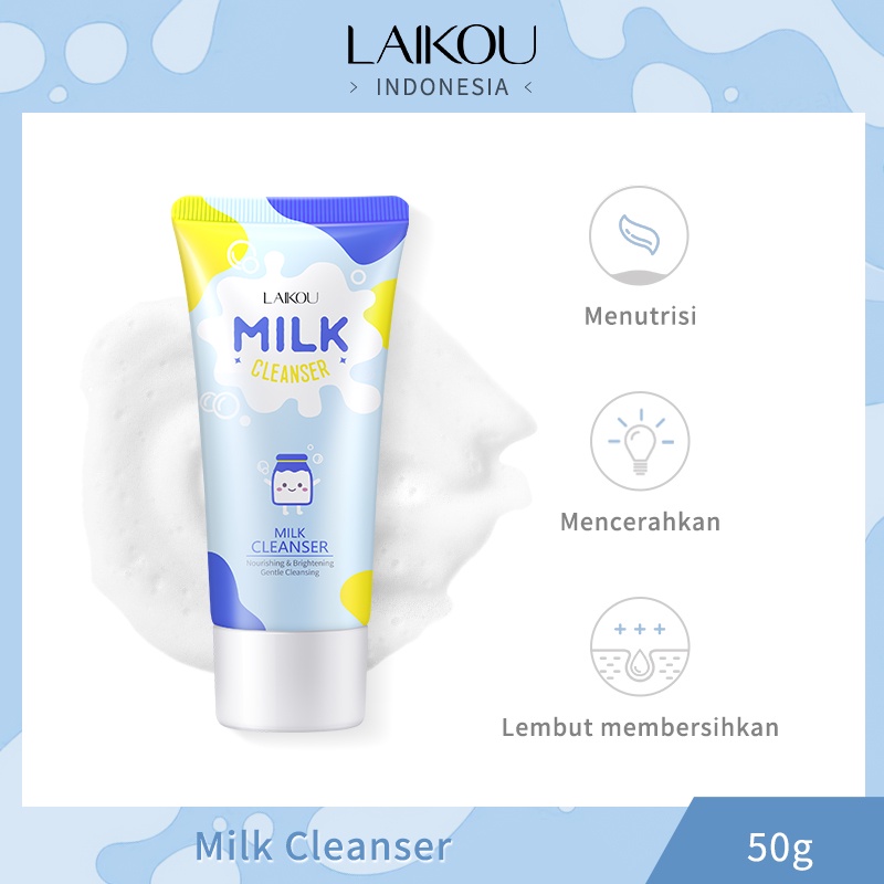 BPOM LAIKOU Milk Pembersih Mencerahkan Anti Jerawat Pembersih Foam Mengontrol Minyak 50g