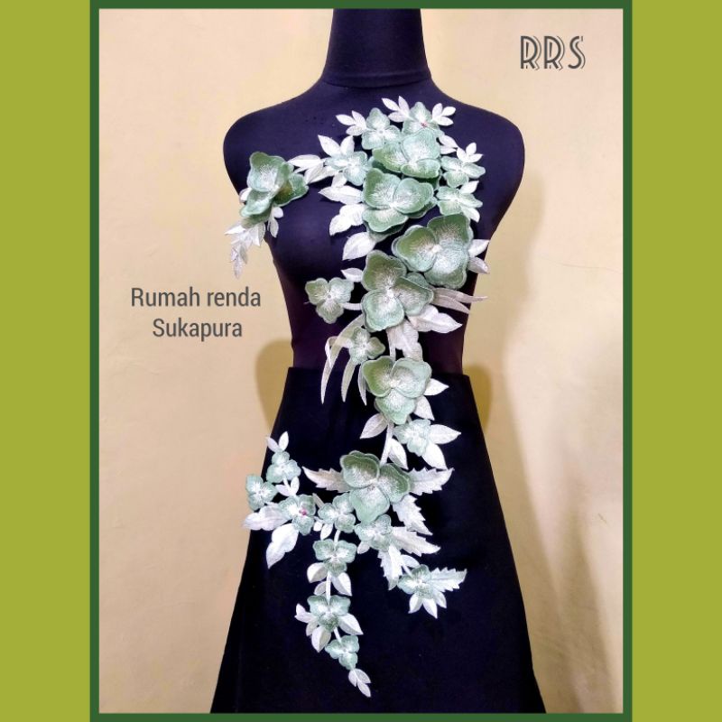 bordir bunga hidup / renda dada / renda bordir dada