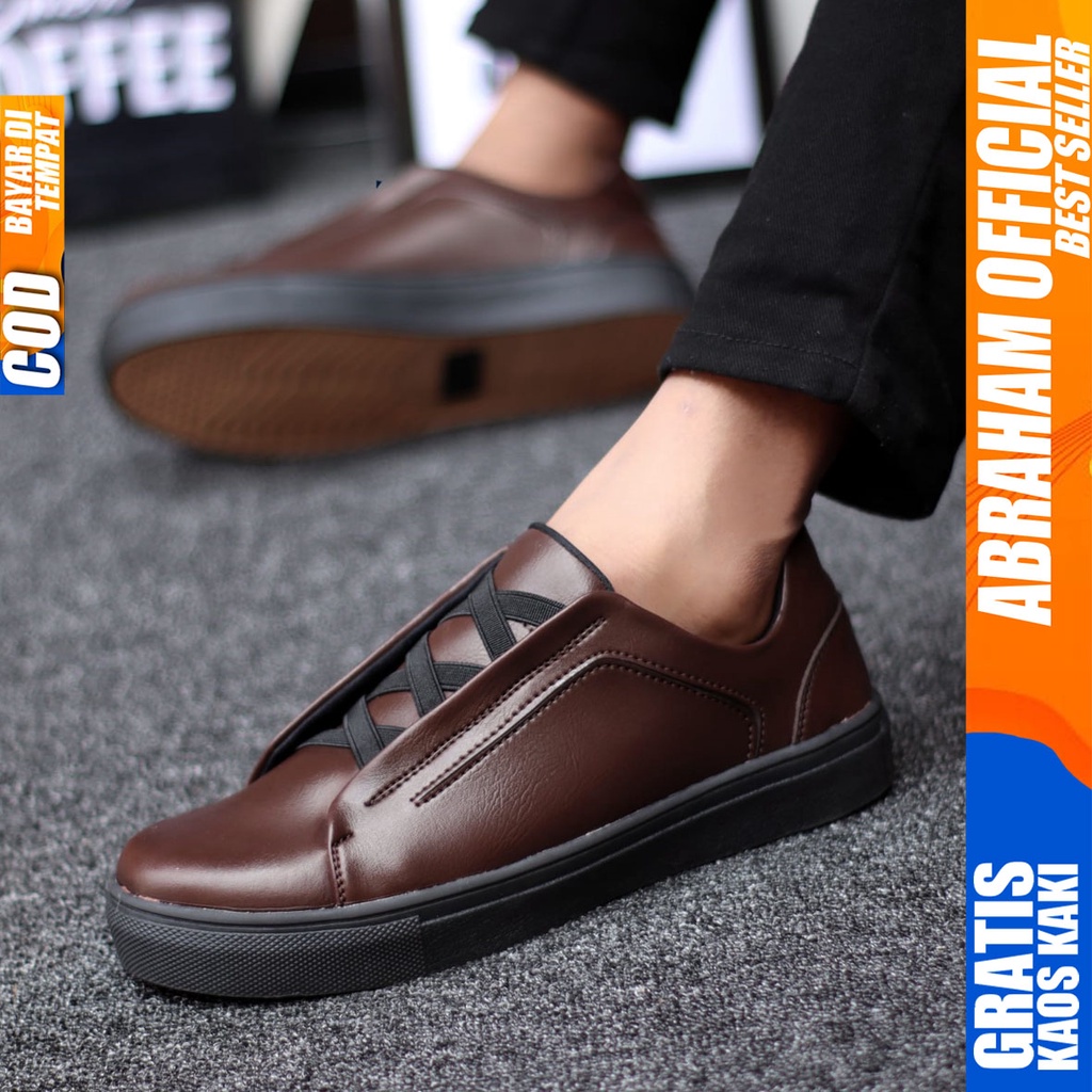 Abraham Tajima - Sepatu Sneakers Casual Pria Kerja Santai Hitam