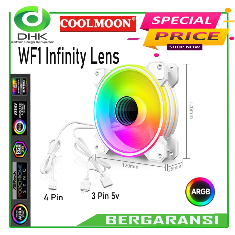 Fan coolmoon WF1 Infinity Lens 5v 3Pin ARGB Pwm 12Cm