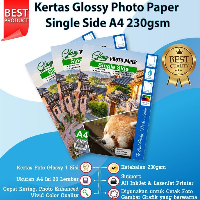 

Promo Awal tahun Kertas Glossy Photo Paper Double Side A4 220gsm, Kertas Foto Printer Promo Awal tahun