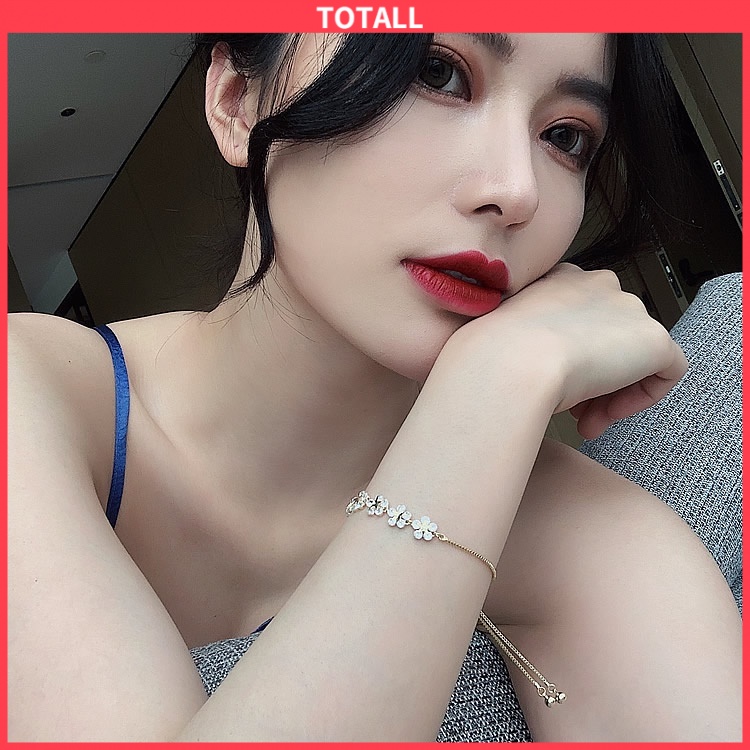 [✅READY STOCK] Wanita Korea Gelang Mewah Zirkon Bunga Berlian Imitasi Gelang Emas Disesuaikan Fashion  Penjualan Panas Mode