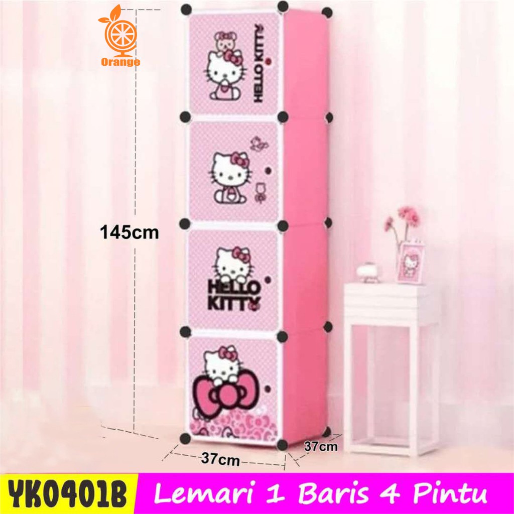 Lemari Pakaian 4 Pintu Serbaguna Lemari Plastik Portable Motif Karakter GOSHOP88