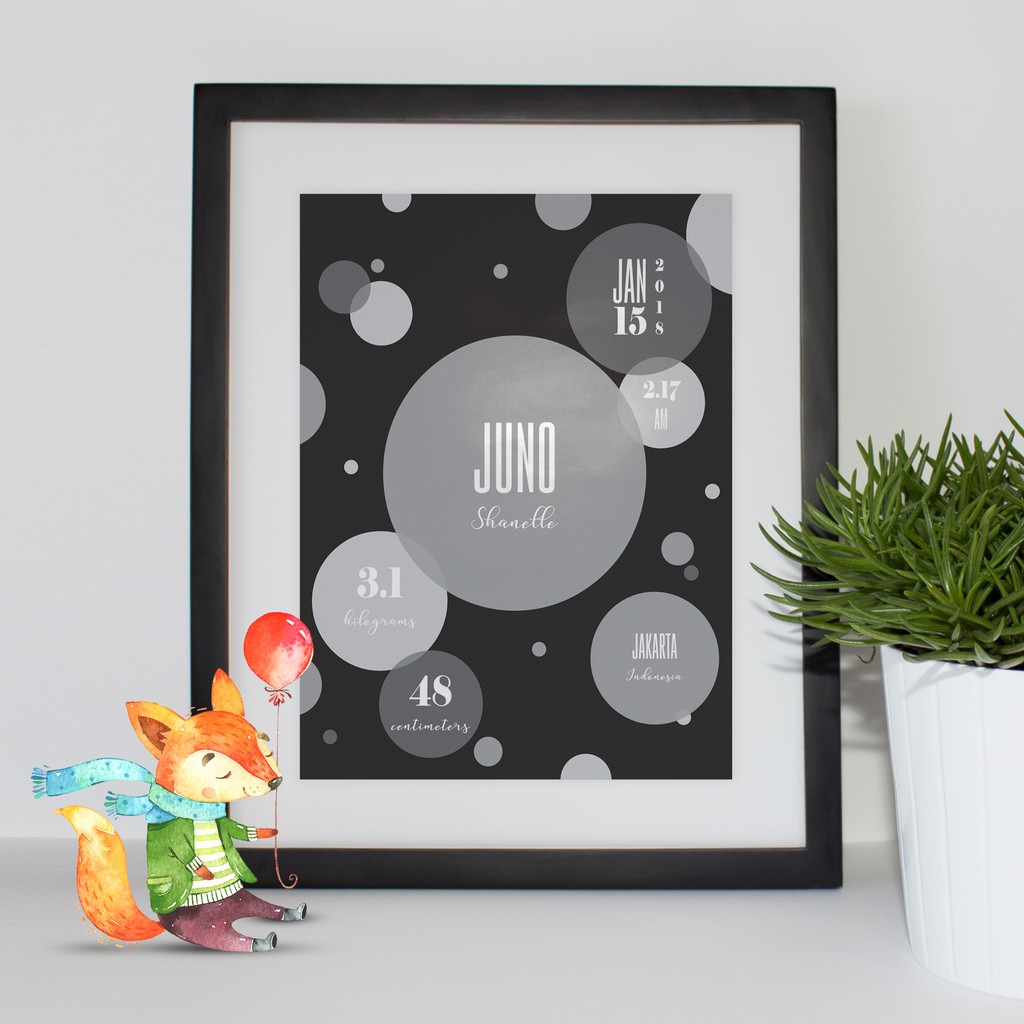 

WALL ART / BIRTH STATS / HIASAN DINDING KAMAR ANAK / BABY ROOM / NURSERY / Bubble
