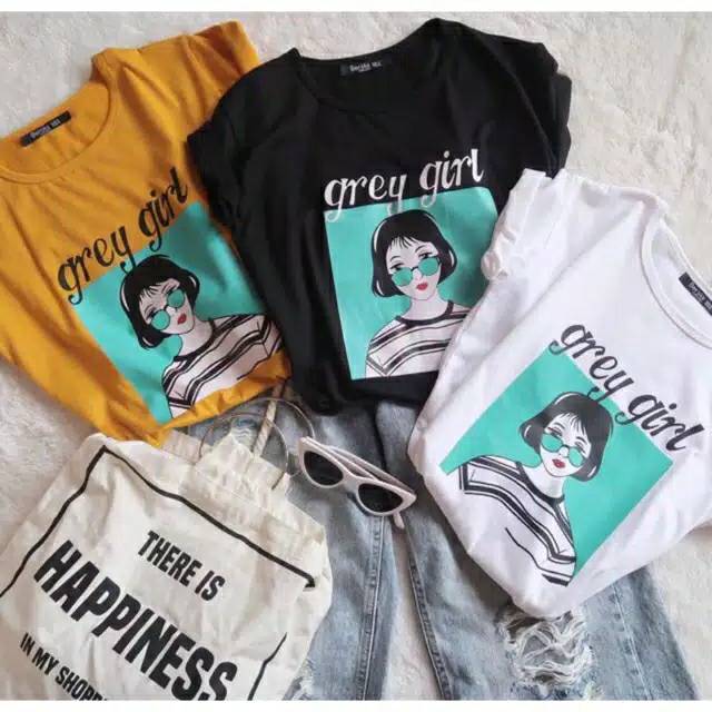 Fourfashion TSHIRT GREY GIRL  TEE TUMBLER TEE WANITA