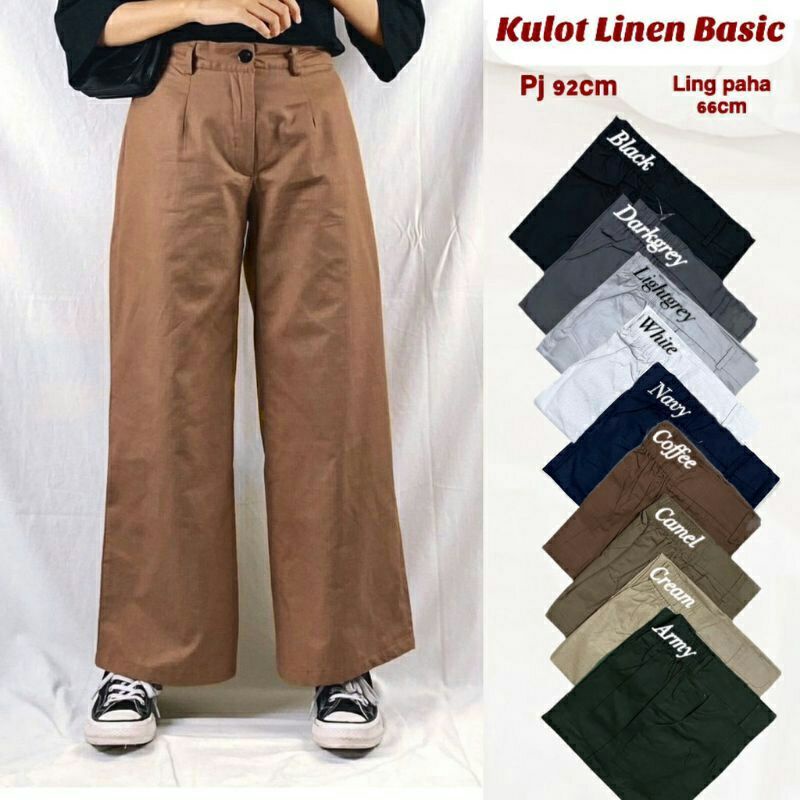 Highwaist kulot linen premium laura slim kulot Highwaist / kullot linen SEOUL