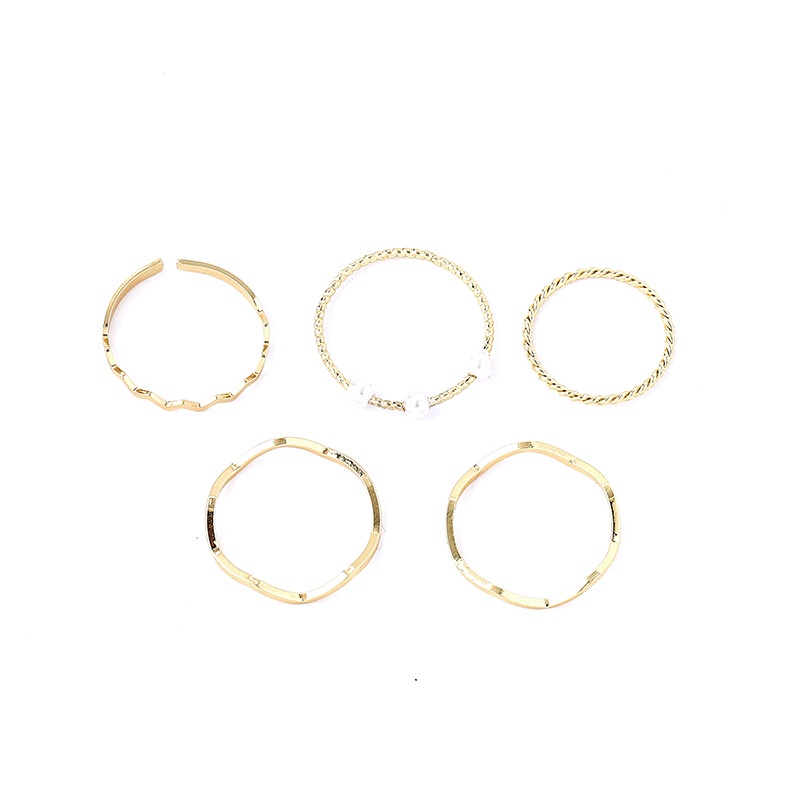 5pcs Cincin Geometris Lingkaran Bahan Logam Warna Emas Gaya Punk Minimalis Untuk Wanita