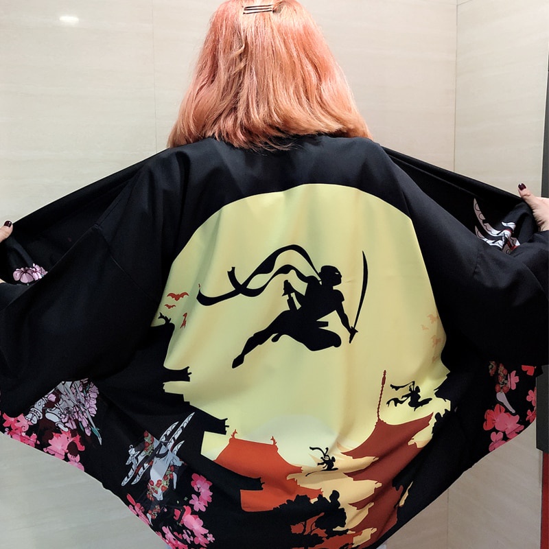 Women Kimono Cardigan Yukata Female Japanese Streetwear Ulzzang  Japan Style Shirt Soft Girl Haori W