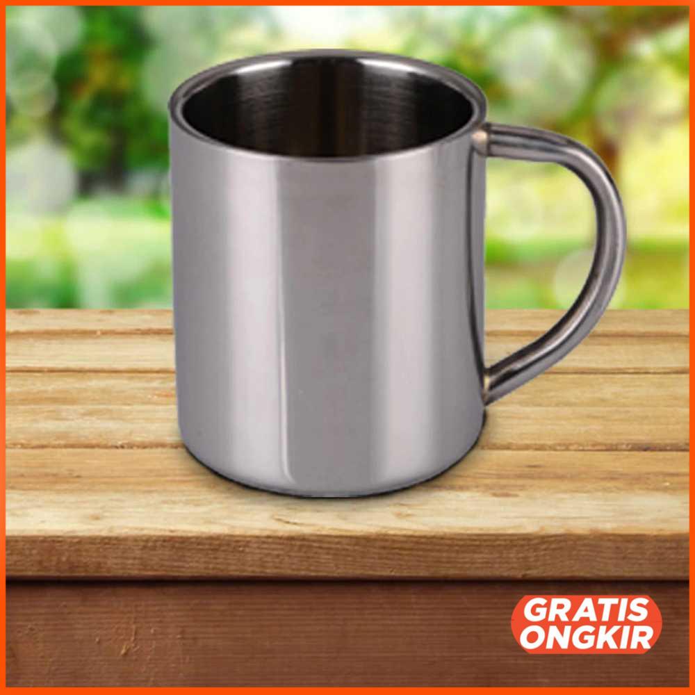 Gelas Cangkir Minum Stainless 320ml with Handle - MG031