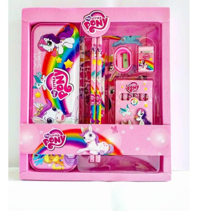 

[PRODUK ECYHS] Kotak pensil set crayon / Alat tulis sekolah / stationary set / ATK karakter / pony /Spiderman / princess / minion QCF