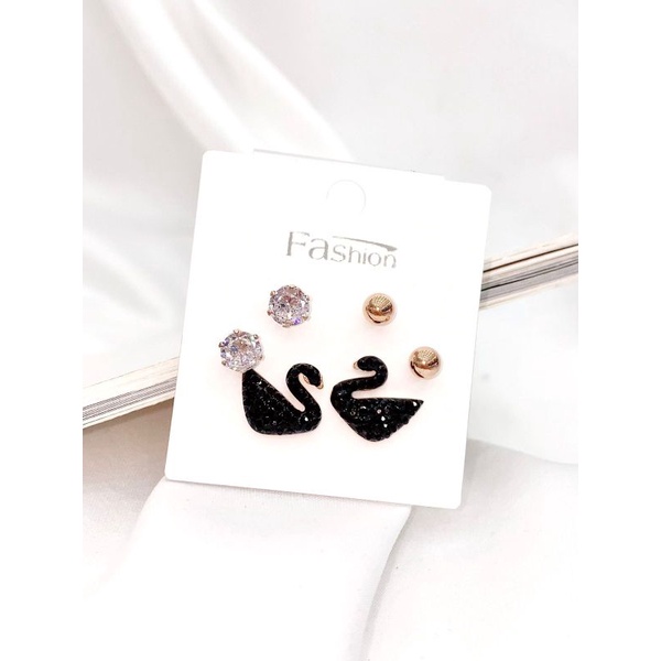 Anting Titanium asli isi 3 set Premium Quality Anti karat anti alergi Earring Stainless steel Premium Quality An09