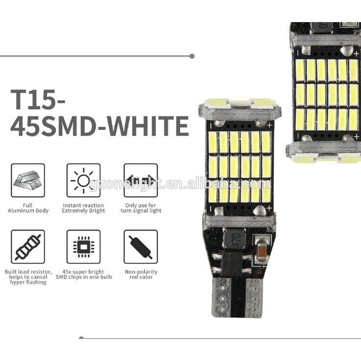 LED T15 T16 W16W CANbus Lampu Mundur mobil atret Senja sein motor SUPER TERANG 45 titik SMD